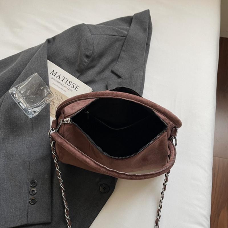 Neue Crossbody-Taschen Weiche Wildleder-Umhängetasche Vintage-Kettenriemen-Geldbörse Damen Lässig Boho-Chic Mode und Vielseitig Pendeltasche