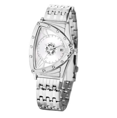 Triangular Stylish and with Roman Analog Stainless Antique and Gold A Great Gift for and Day Men's Watch, Waterproof, Alphabet, Calendar, Steel,