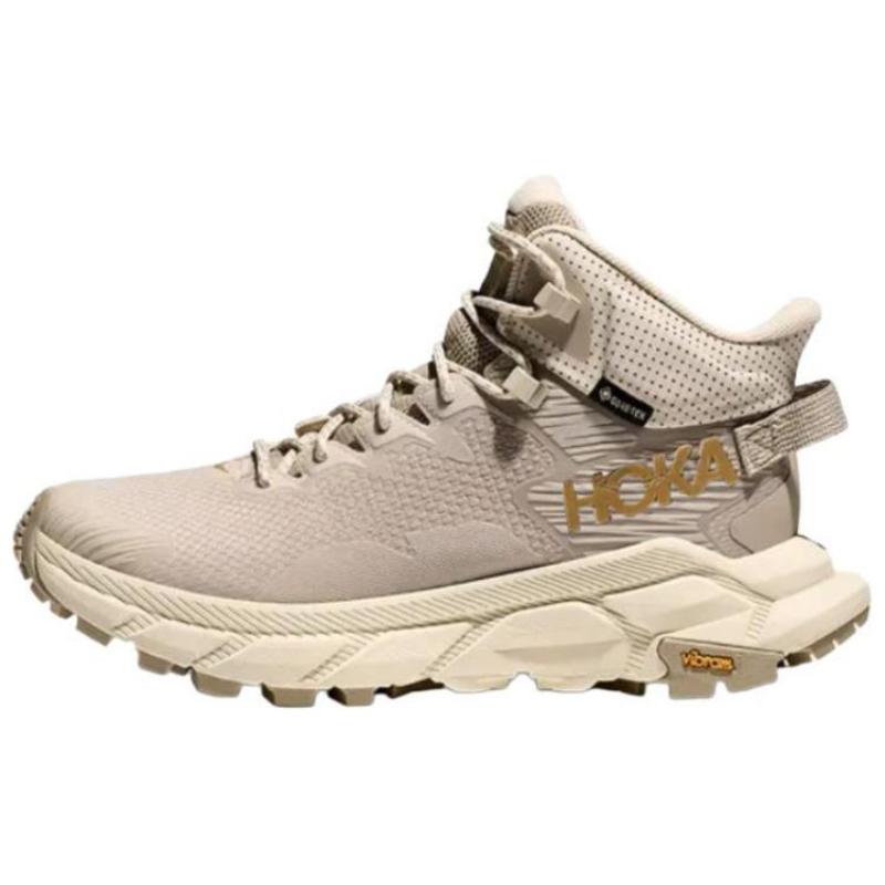 

HOKA ONE ONE Trail Code GTX Anti-Slip Wear-Resistant Mid-Top Trekking Shoes Women s Gray Beige Sneakers 1123166-OKR 38.5