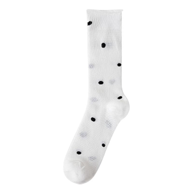 Gray Stacking Socks Children'S Cotton Medium Tube Socks Polka Dot Mesh Breathable Curling Summer Ballet Stockings