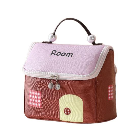 House Shape Makeup Bag Cute Cosmetic Storage Case with Top Handle Travel
