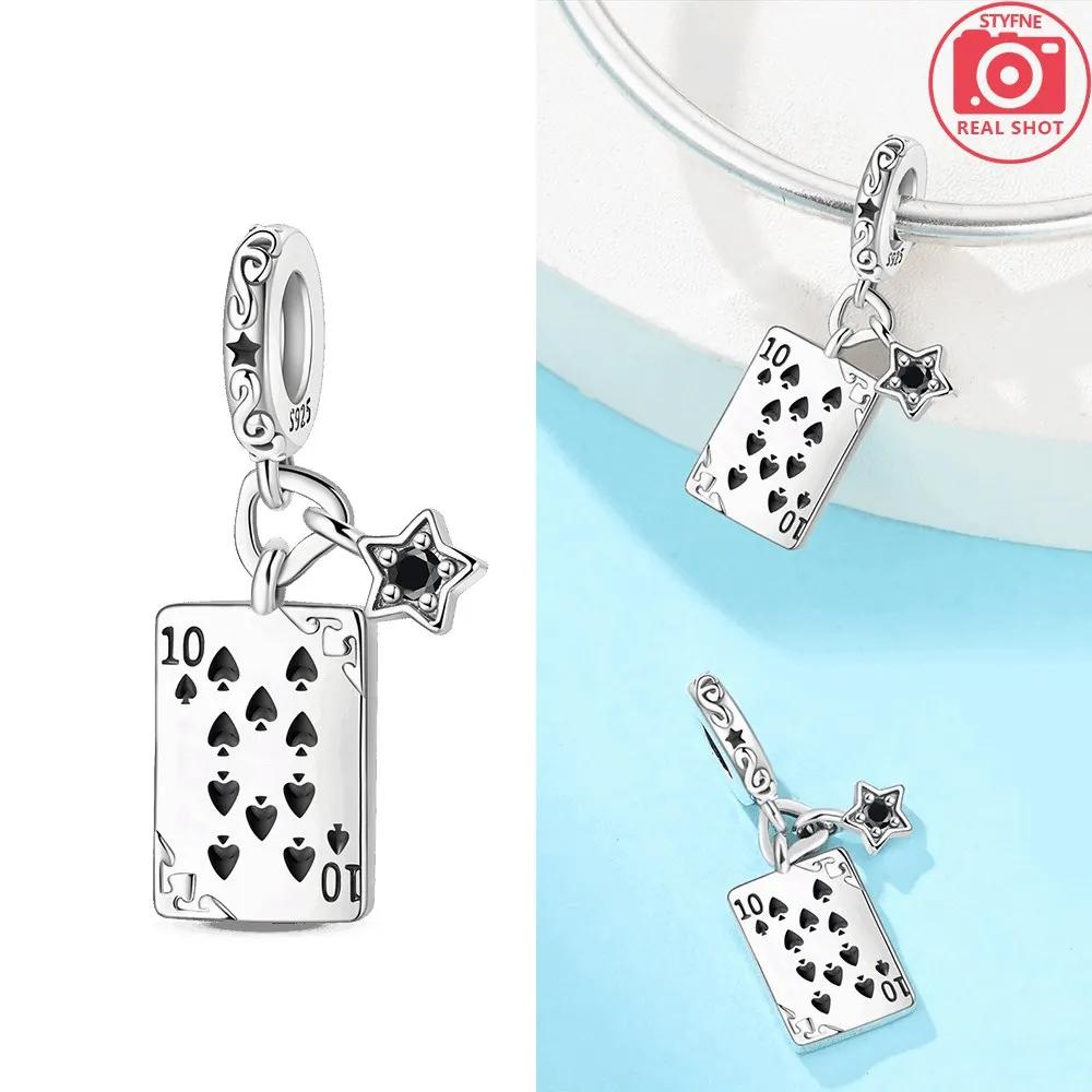 Poker Card Pendant Copper Colors Charm Beads Fit Original Charms Bracelet Beads For Women Jewelry Making Gifts