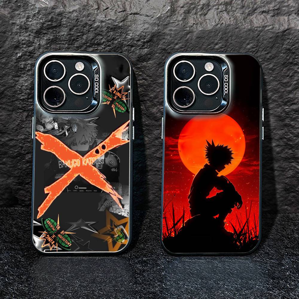 Katsuki Bakugo Hero Academia Phone Case For iPhone17, 16,15,14,13,12 Pro Max Black Candy Matte Shockproof Cover