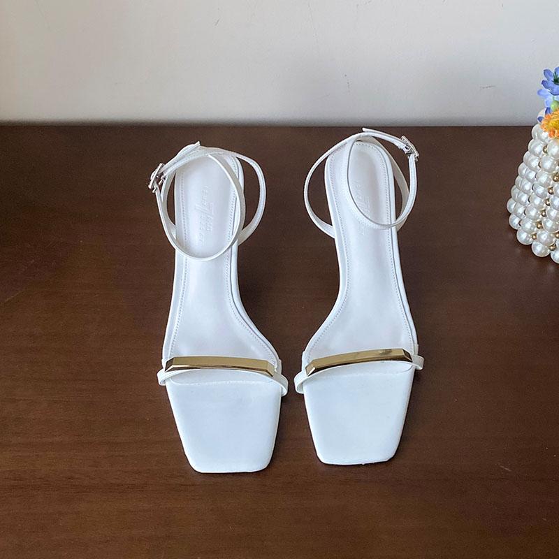 Fashion Fashion Metal Ladies High Heels Pumps Shoes 2025 New Summer Spring Female Buckle Strap Footwear Women Thin Heels Shoes Sandals