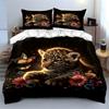 Leopard Cub with Butterflies Bedding Duvet Cover Set  (1*Duvet Cover 2*Pillowcases, without duvet insert)