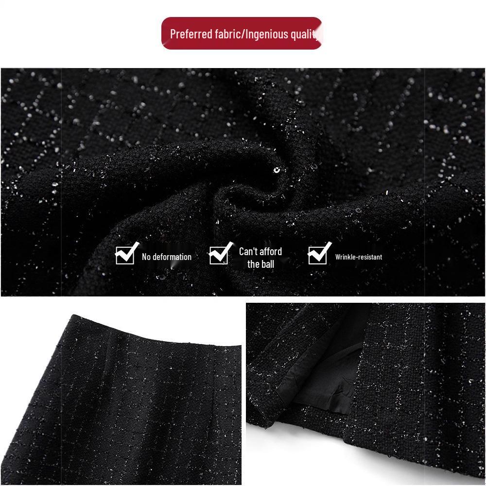 Lux Women's Sequin Tweed French-Style Wool Skirt for Autumn/Winter 2025