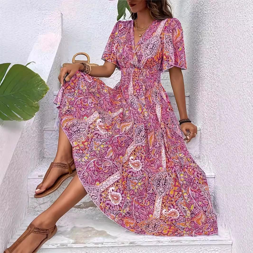 2026 Bohemian Ethnic High-Waisted Fashionable Women s Holiday Dress XXL