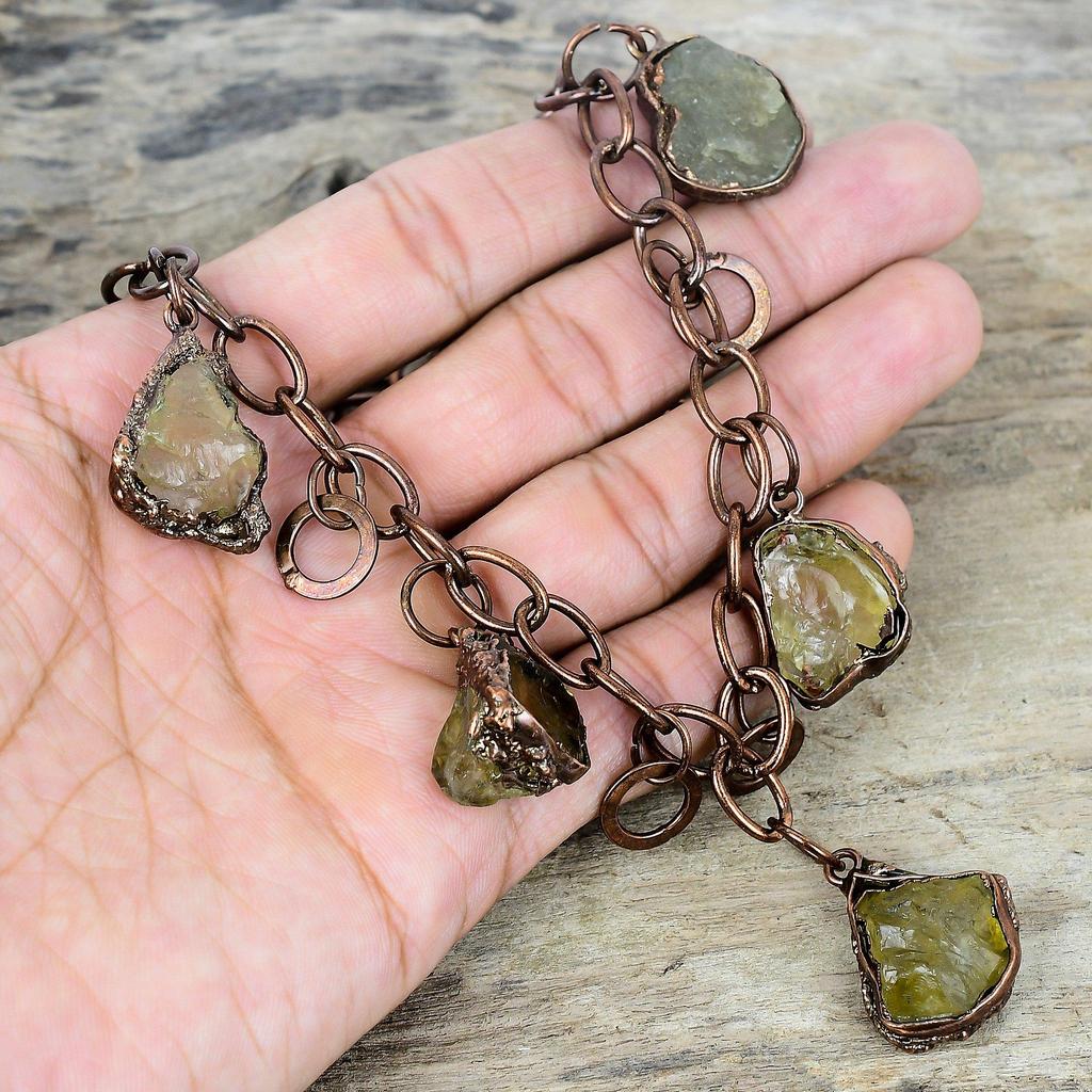 Citrine rough necklace electroformed copper necklace adjustable chain necklace handmade copper jewelry wedding gift dainty gemstone necklace