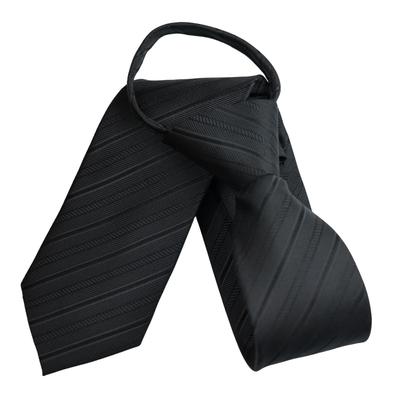 [Michiko London] One-touch Tie, No Tying Required, Black, Formal, Black, for Formal Occasions, Funerals, Memorial Services, Etc., Striped, Slim, 7cm,