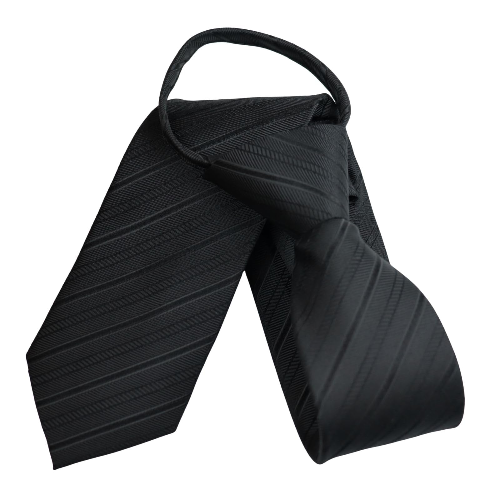 [Michiko London] One-touch tie, no tying required, black, formal, black, for formal occasions, funerals, memorial services, etc., striped, slim, 7cm,