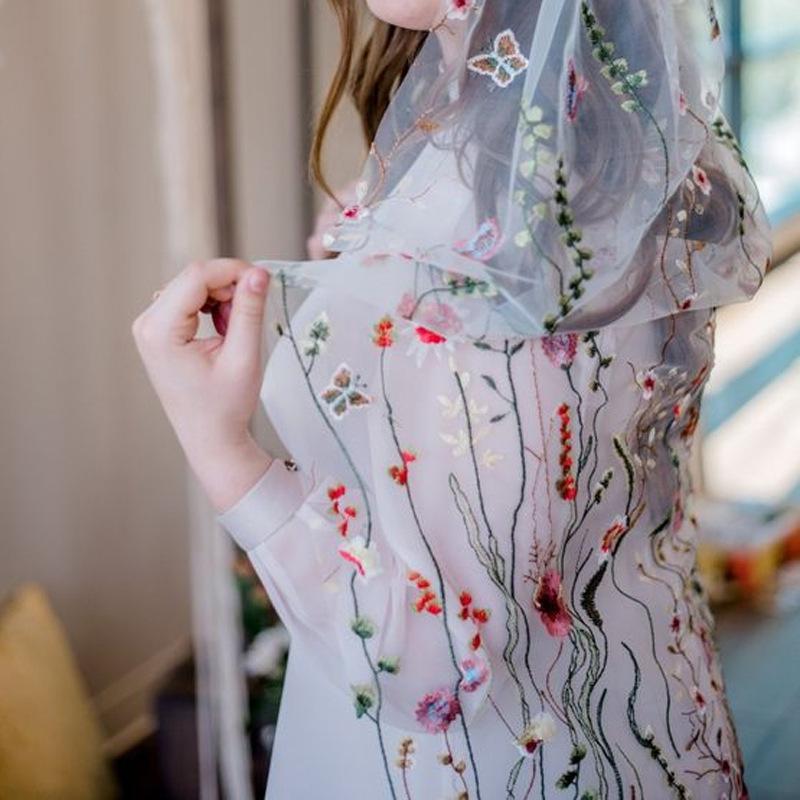 Bohemian Style Colorful Embroidered Veil