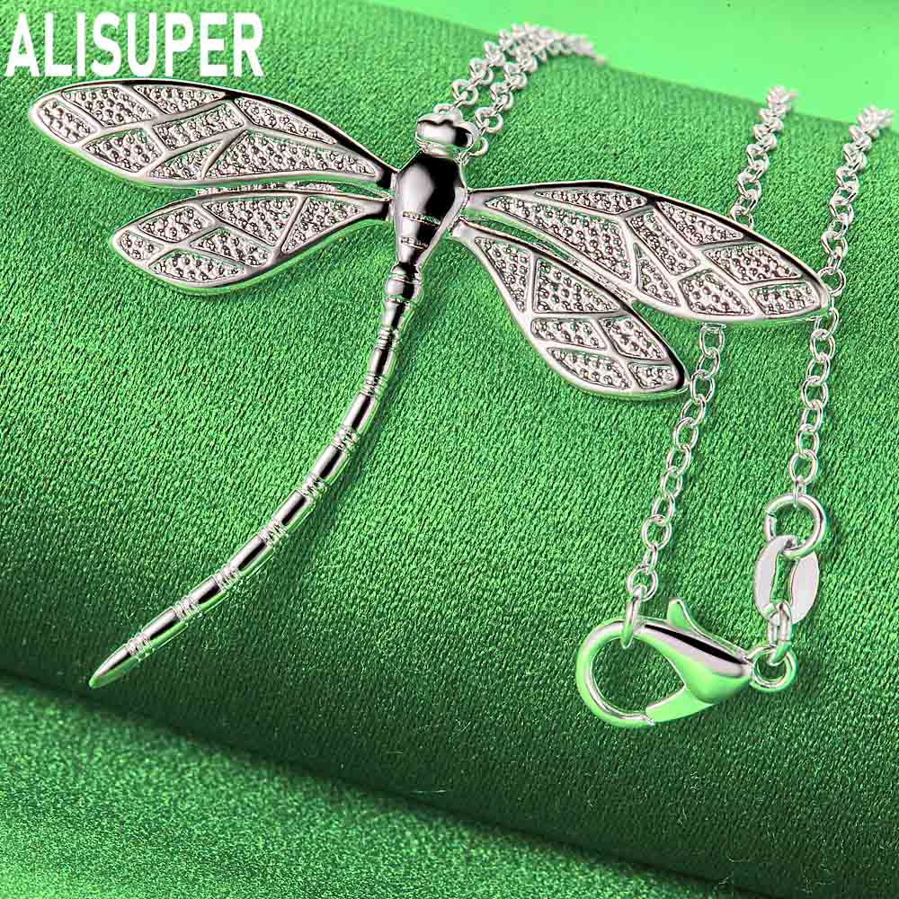 925 Sterling Silver Dragonfly Pendant Necklace Fashion Wedding Jewelry