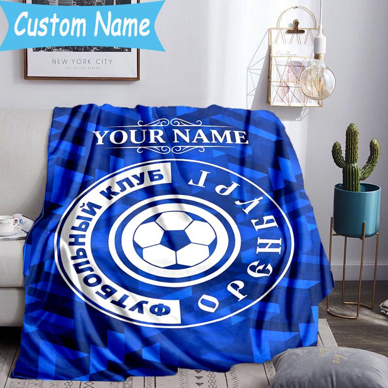 Couverture Flanelle Personnalisée Nom Club de Football Emblème Orenbourg, Utilisation pour Cadeau d'Anniversaire/Vacances, Couverture Douce pour Canapé/Lit/Camping/Bureau, Décoration de Maison