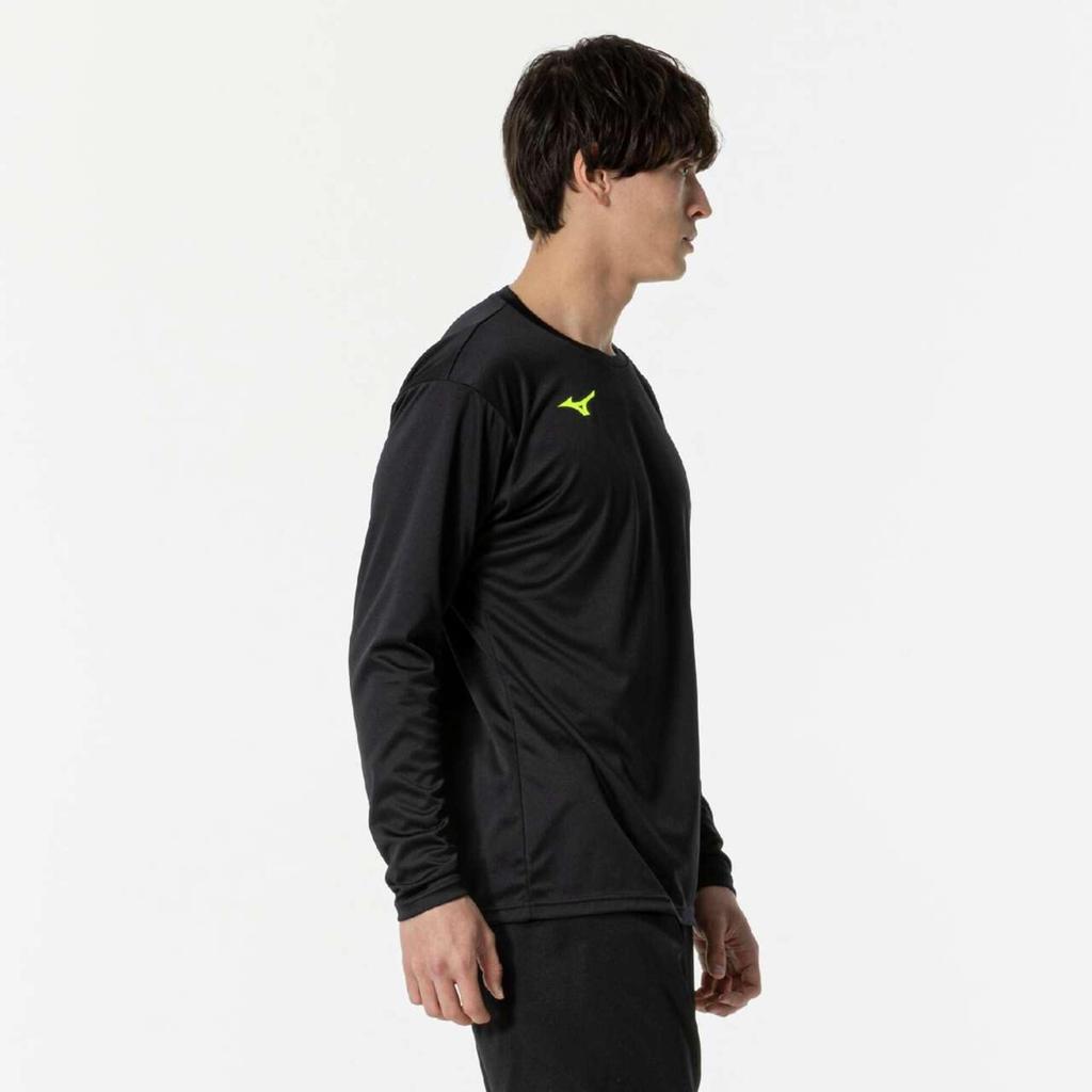 Volleyball Basic Practice Shirt, Long Sleeve, V2MAB532, Unisex, Black x Safety Yellow, Size S