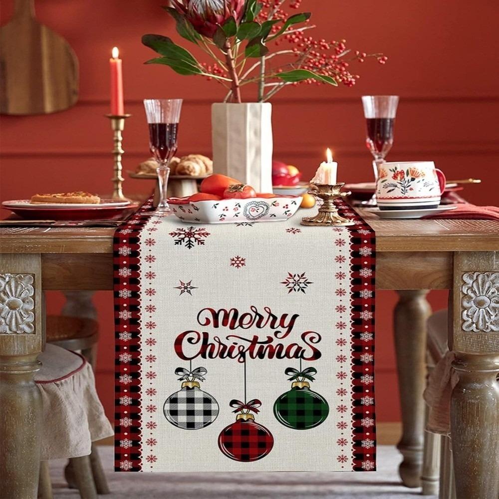 Santa Claus Christmas Table Flag Snowflake Xmas Tablecloth Christmas Table Runner Living Room