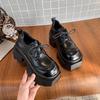 Thick-soled Small Loafer Single Shoes Women's 2025 Spring Lace-up Thick-soled Muffin British Style Small Leather Shoes Thick-heeled Single Shoes