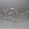 Denmark Brand Polygon Rimless Glasses Frame Men Women 2128 Fashion Frameless Oversize Eyeglasses Pure Titanium Ultralight Gafas