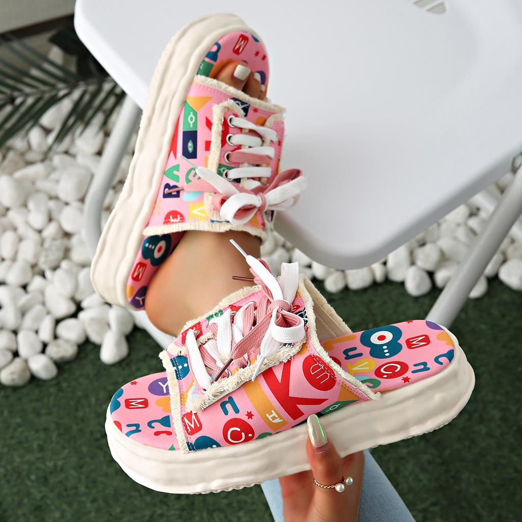 Fashion Women Slippers New Fashion Designer Graffiti Slippers Platform Mules Shoes Street Clogs Flat Casual Sandals Home Slides Women