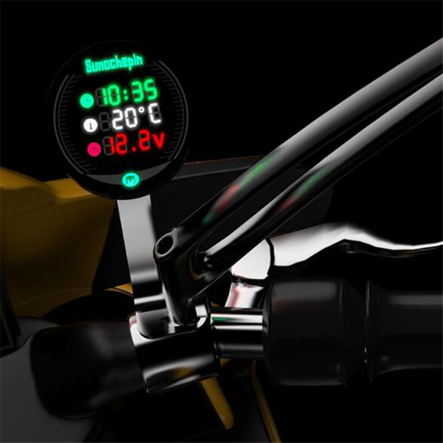 Motorcycle 5 In 1 Electronics Water Temp Guage Time/Voltage Display USB Charger