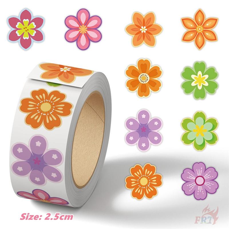 500Pcs/Roll Danish Flowers Art Kids Rewards Stickers - DIY Scrapbooks Album Decor Sealing Label Decals