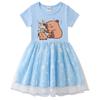 Kids' Korean Style Rainbow Sequin Princess Dress with Mesh Pleats - Short Sleeve for Summer, Long Sleeve for Spring/Autumn