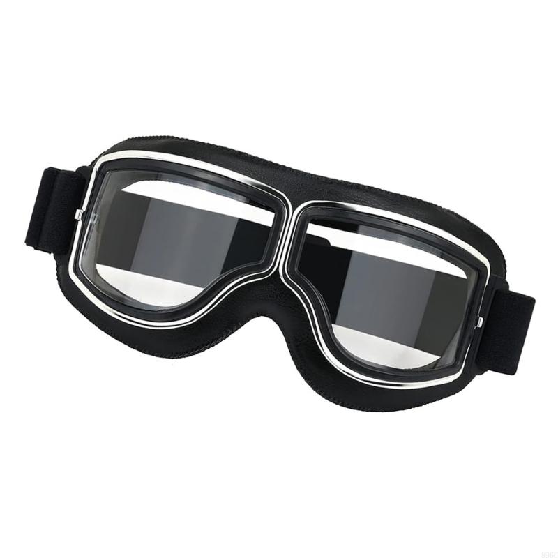 Retro Windproof Goggles For Motorcycle Riding With Clear Lens And Adjustable Strap Face Protections Against Dust 896C