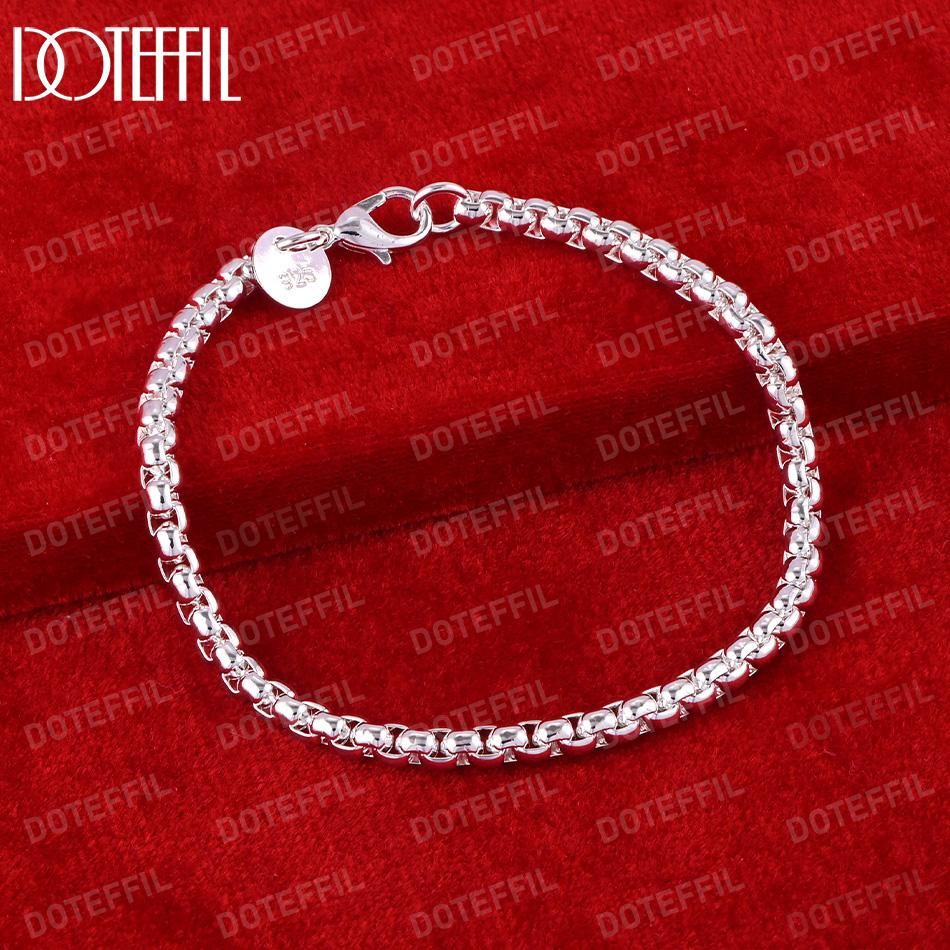 925 Sterling Silver 4mm Box Řetízkový náramek Módní svatební šperky