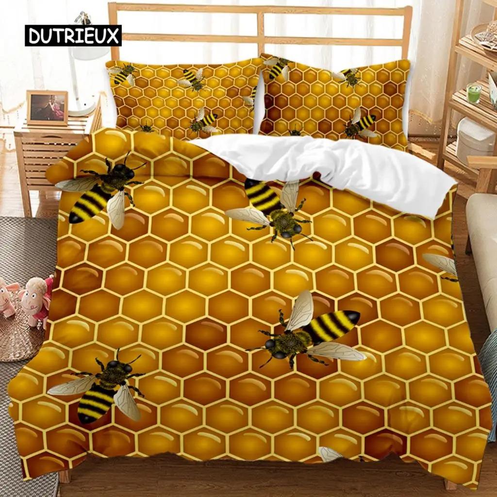 

Honeycomb Hole Duvet Cover Set Geometric Print Twin Bedding Set S US King 264x228cm