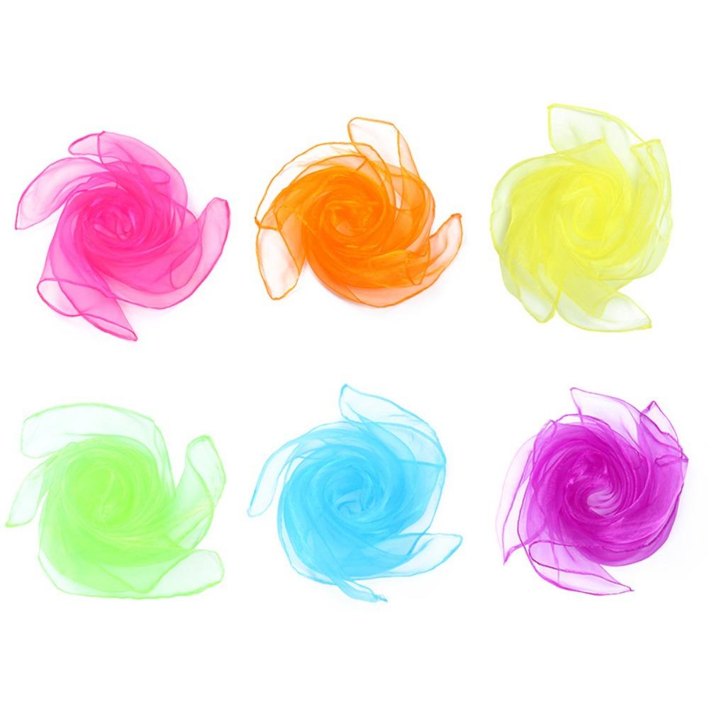 6 Peças /conjunto Cores Doces Toalhas de Malabarismo Gaze Leve para Dança Performance Infantil