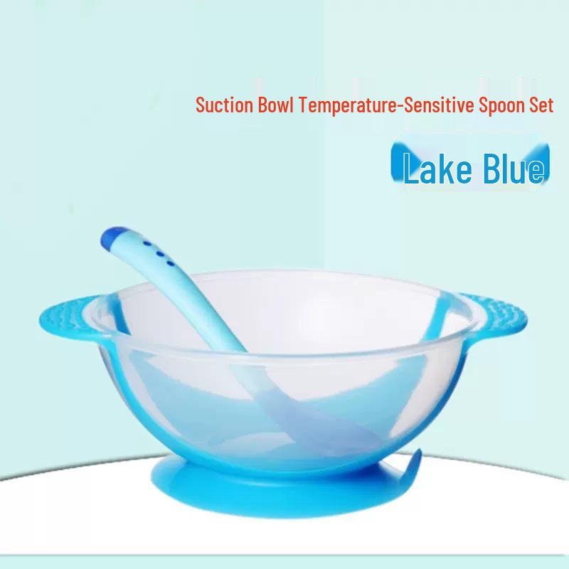 Temperature-Sensitive Baby Tableware Set: Suction Bowl, Soft Spoon, and Fork for Newborns