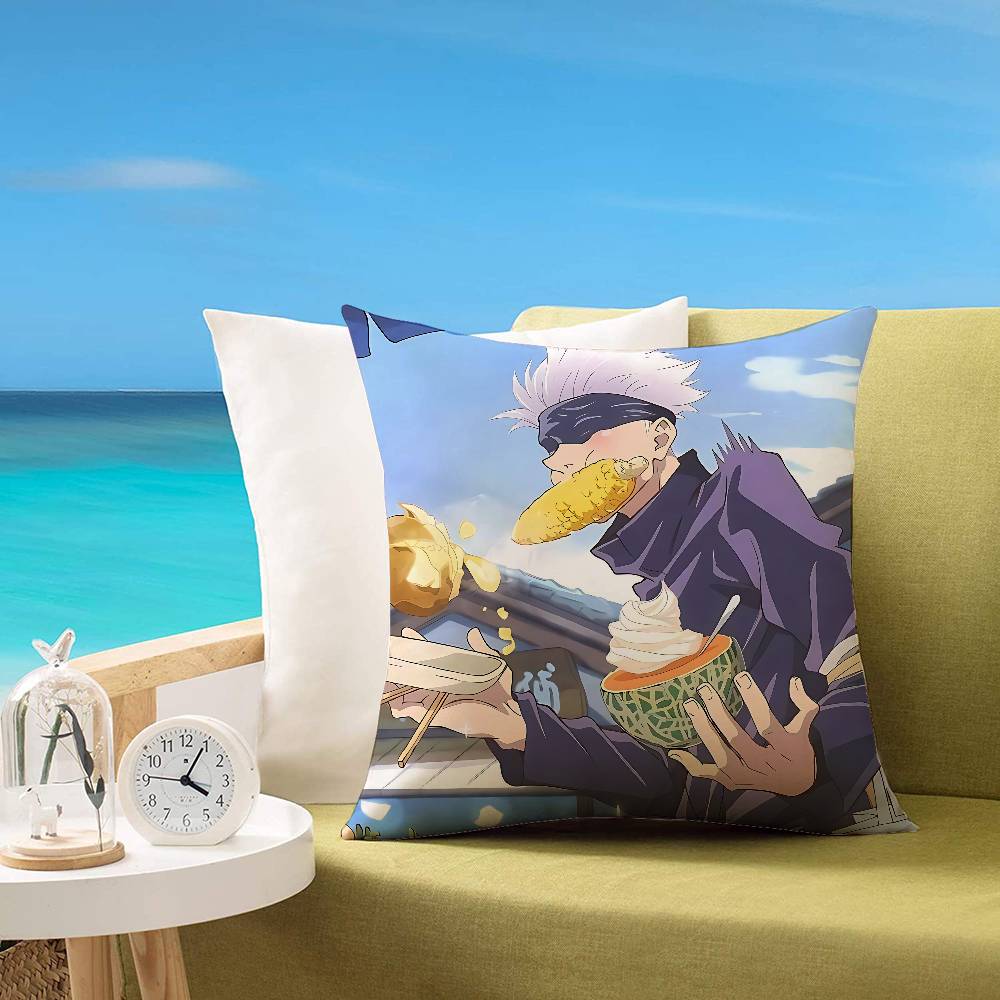Cartoon G-Gojo Satoru Pillow Case Cushion Cover Soft Cute Throw Pillow Case For Car Sofa Pillowcase Polyester With Zipper