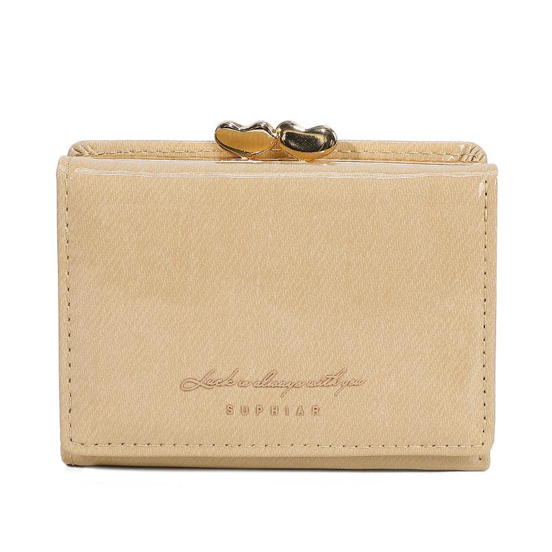 

New women s wallet simple change bag mini portable fashion clip wallet women s high-end sense абрикосовый