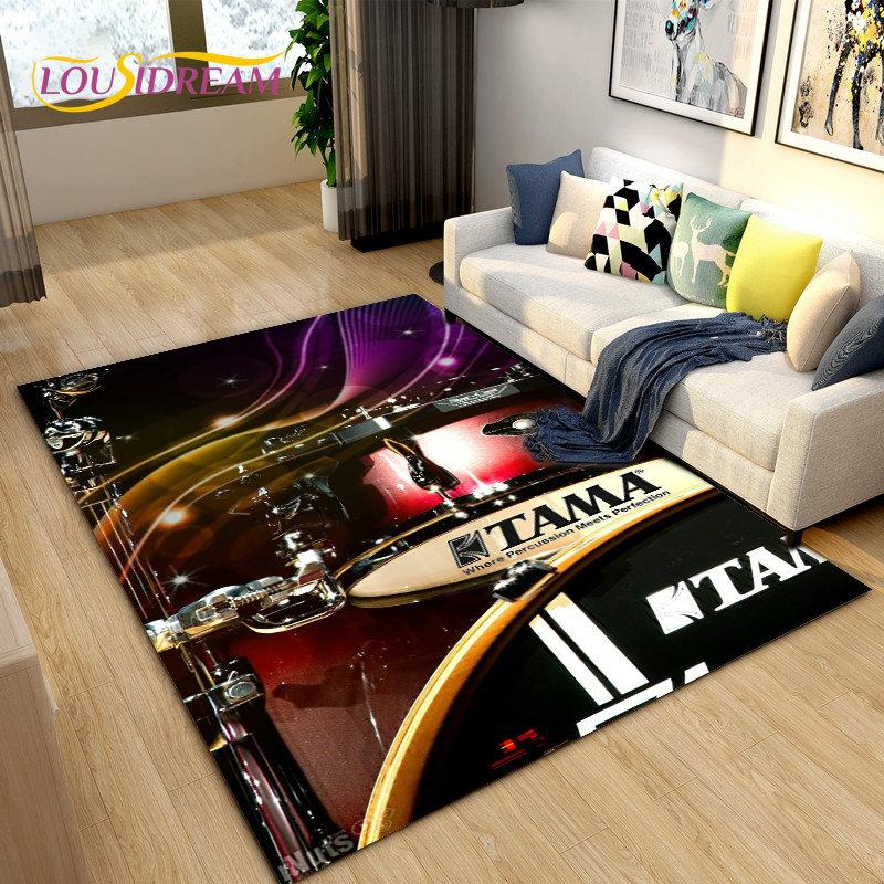 Drum Kit Music Instruments Area Rug Large,Carpet Rug for Living Room Bedroom Sofa Doormat Decoration,Kitchen Non-slip Floor Mat