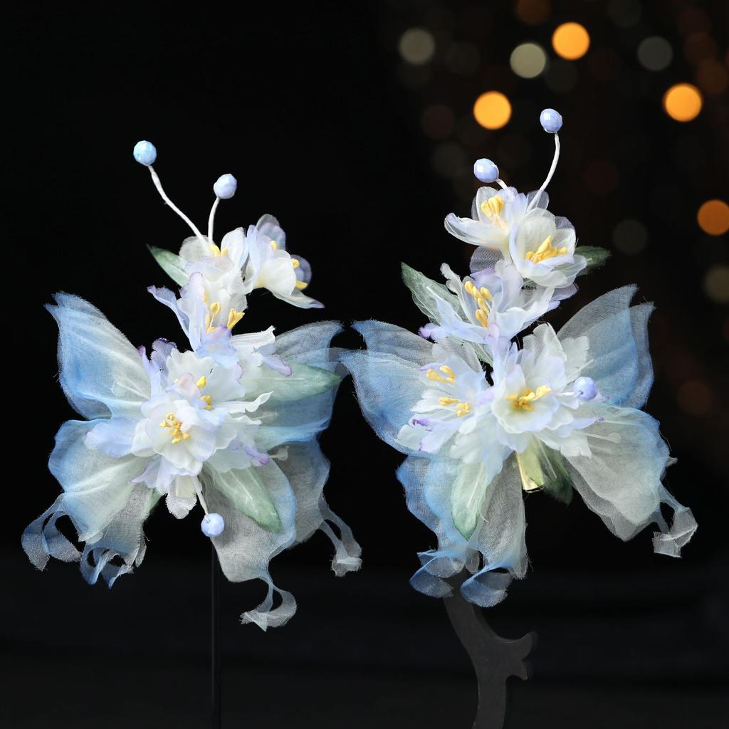 Flower Hair Clips Forks Chinese Hanfu Hair Accessories for Women Hairpin Fork Handmade Vintage Wedding Hair Jewelry Retro Crowns for Girl and Women