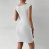DAFIFY Women's Fashion Summer Spring Solid Color Print Sleeveless V-Neck High Waist Casual Dresses