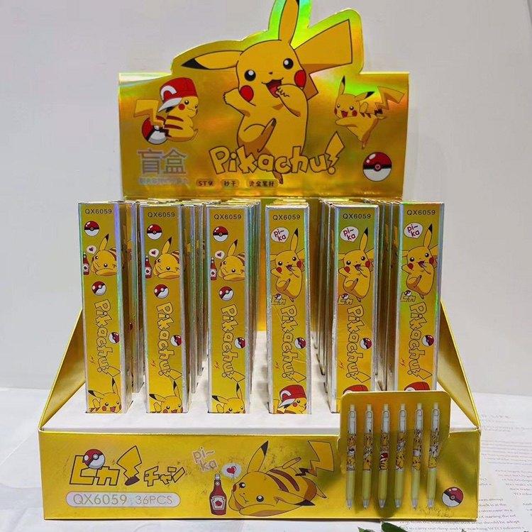 6pcs Pokemon Pikachu Gel Pens Blind Box 0.5mm Balck Signature Penkawaii Stationery Anime School Supplies Creative Gifts