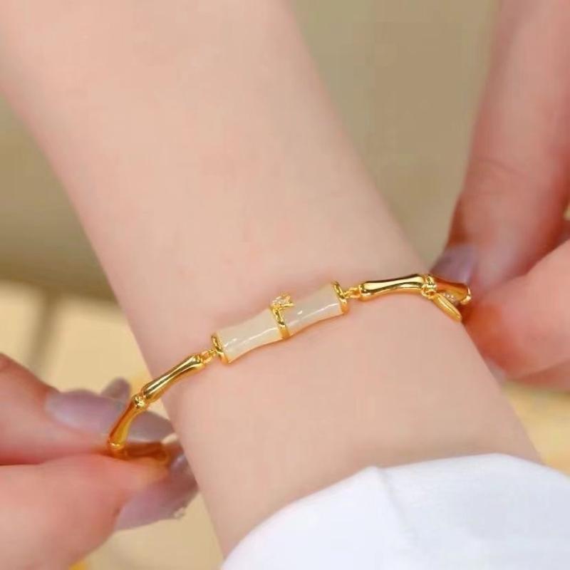 New Chinese Style Bamboo Knot Bracelet For Women Fashion Gold Color Bamboo Bracelet Elegant Girl Daily Jewelry Accessories