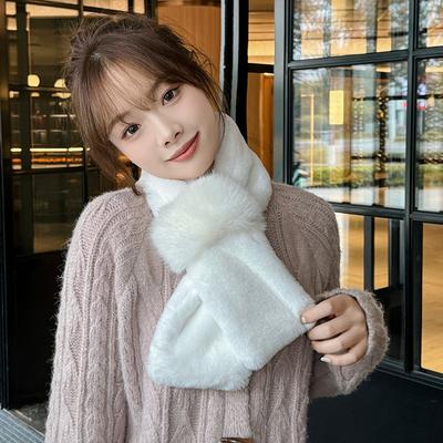 Sztuczny szalik z lisa, damski, zimowy, wysokiej jakości szalik do włosów, ciepły wełniany kołnierz, pogrubiony ochraniacz na szyję