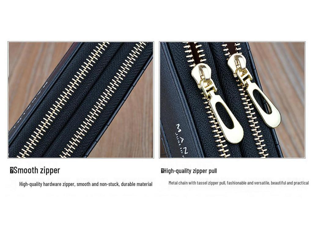 Damen Krokodilmuster Lang Doppelreißverschluss Geldbörse Clutch mit Großer Kapazität