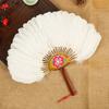 Vintage Chinese Fan Gooses Feather Wedding Party Fan Dance Feather Hand Fan Photograph Props Wood Craft Decorations Fan