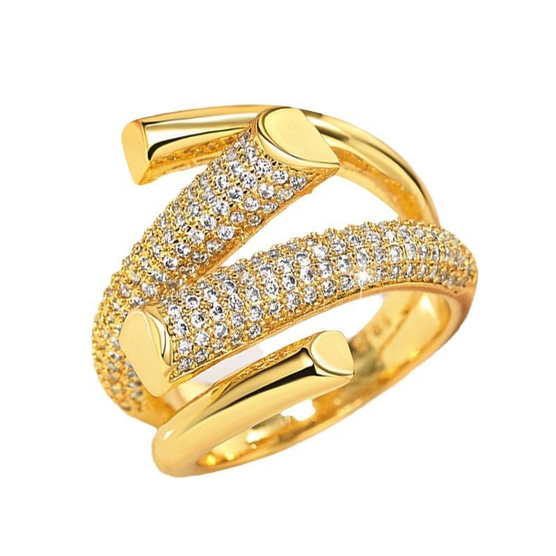 European And Korean Super Flash Internet Celebrity Open Ring Fashion Super Fire Tide Personality Niche Geometric Tooling Design Ring Woman