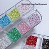 Christmas 12-Grid Mixed Color Pearl Nail Art High-Gloss 3D Beads Decorations
