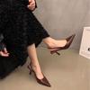 New pure desire super fairy leopard print sandals women's pointed head increases soft sole not tired feet high heels