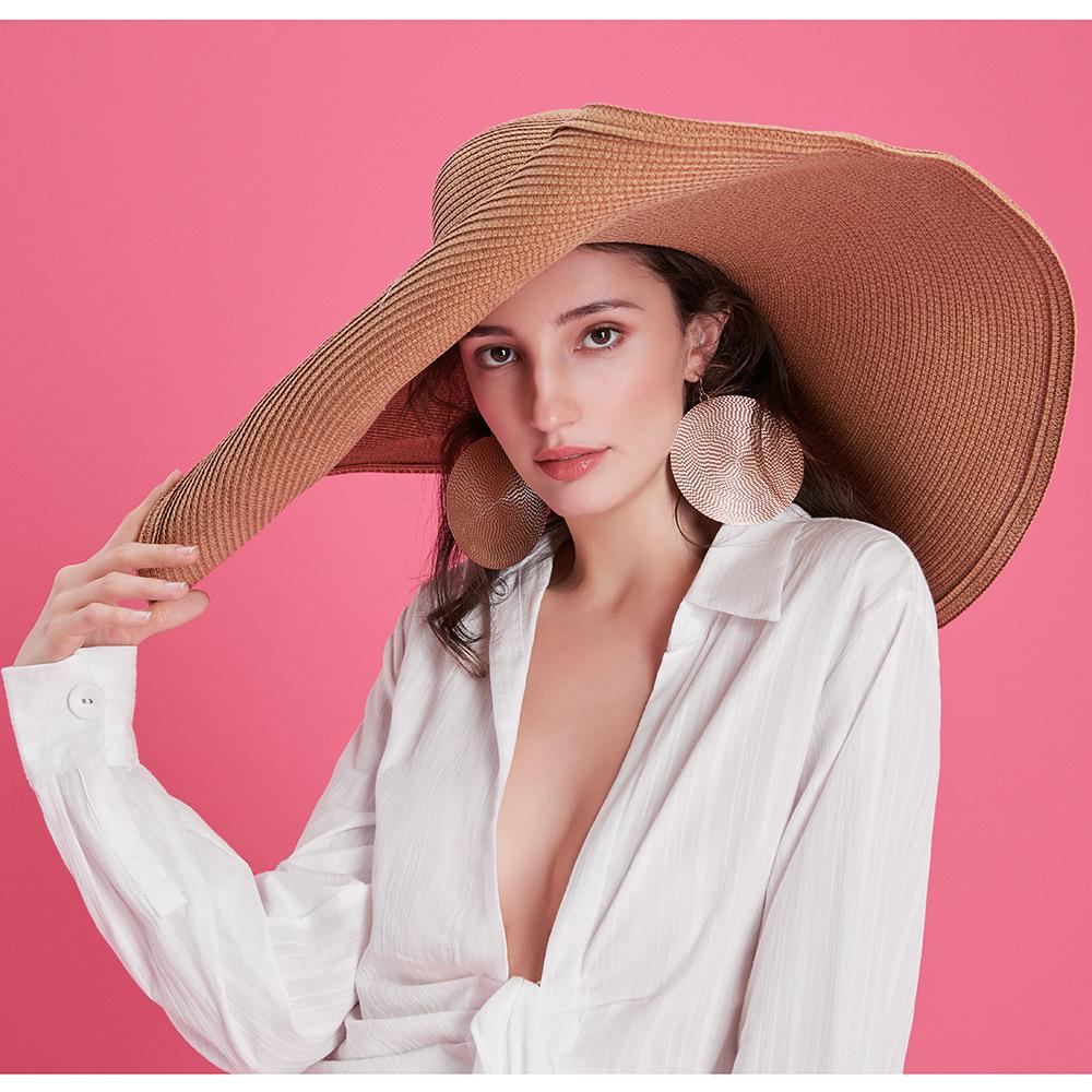 Women's European and American style sunshade hat, beach photo hat, wide-brim hat, foldable straw hat, sun hat CM