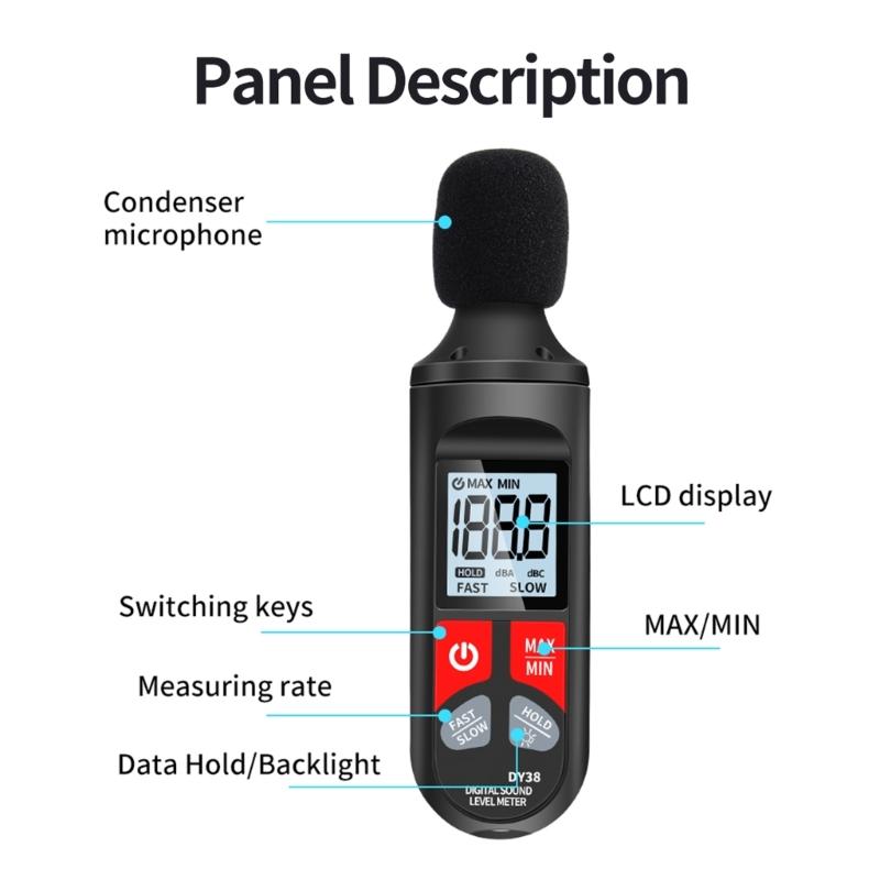 Multifunction Sound Leveling Meter Sensitive Decibel Meter Noise Meter for Recording & Analyzing Noise in Various Setting