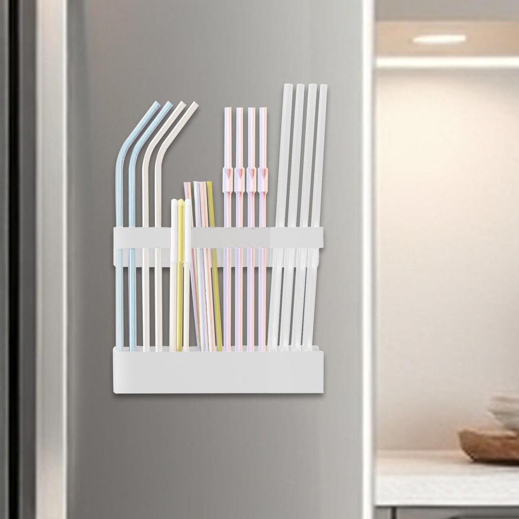 Magnetischer Strohhalmhalter 4 Fächer Aufbewahrung für wiederverwendbare Strohhalme für Kühlschrank, Wohnmobil, Schrank