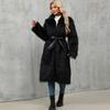 Women's loose-fitting plain-colored trench coat