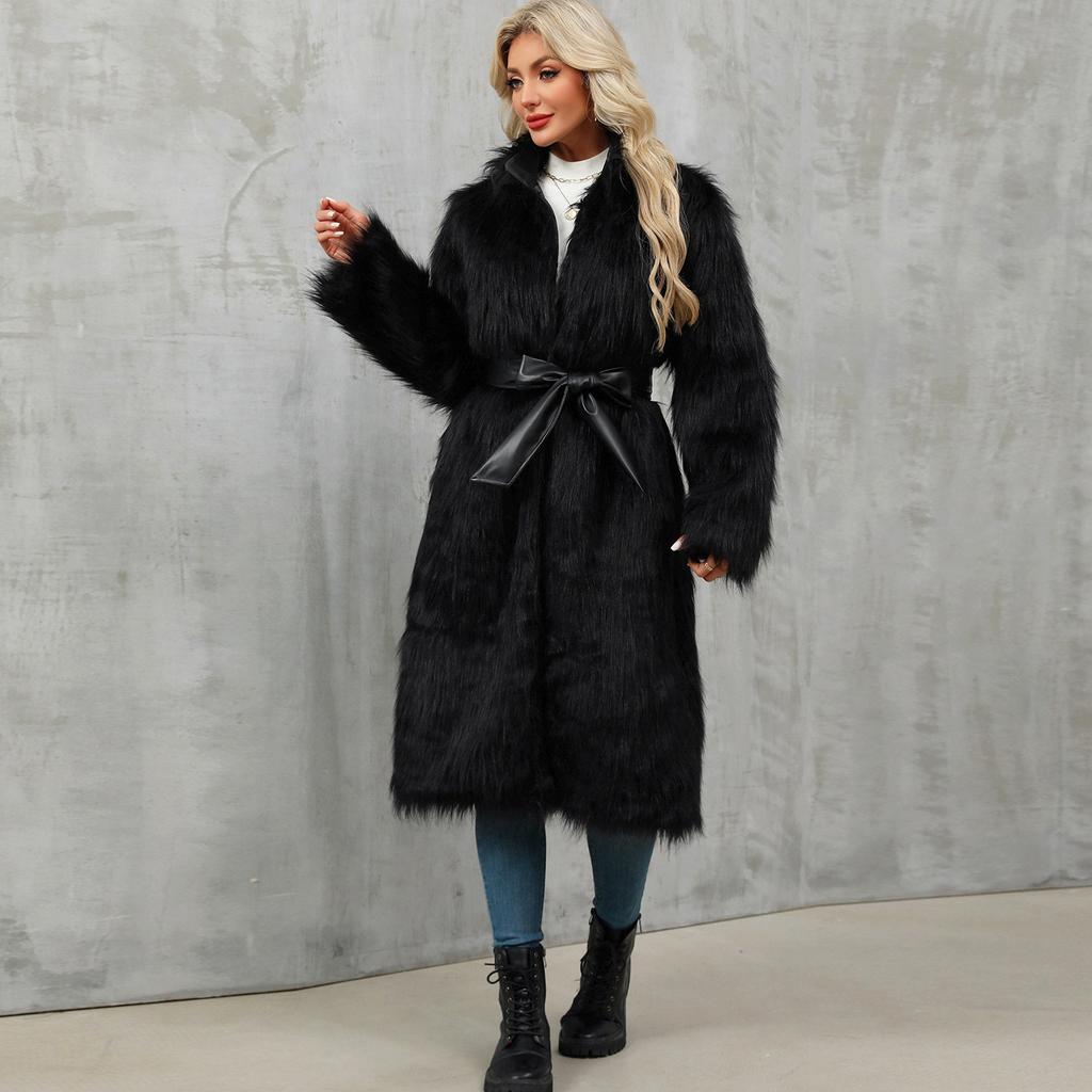 Women's loose-fitting plain-colored trench coat