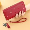 New Long Women Wallet With Heart-Shaped Korean Style Tassel Embroidery Card Holder For Women