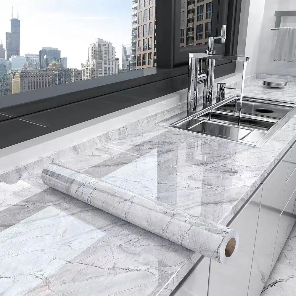 40cm Marble Vinyl Self Adhesive Wallpaper Waterproof Contact Paper PVC Wall Stickers for Kitchen Livingroom Home Decorative Film